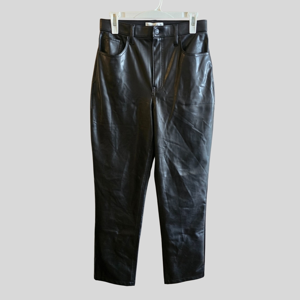 Abercrombie & Fitch 90s Straight Curve Love Vegan Leather Pants Women 28 Black 6
